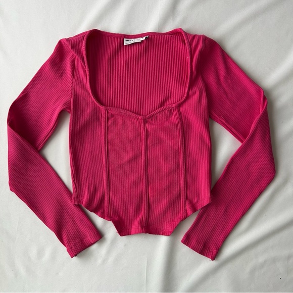 ASOS Designs Fuchsia Ribbed Crop Top - Picture 1 of 7